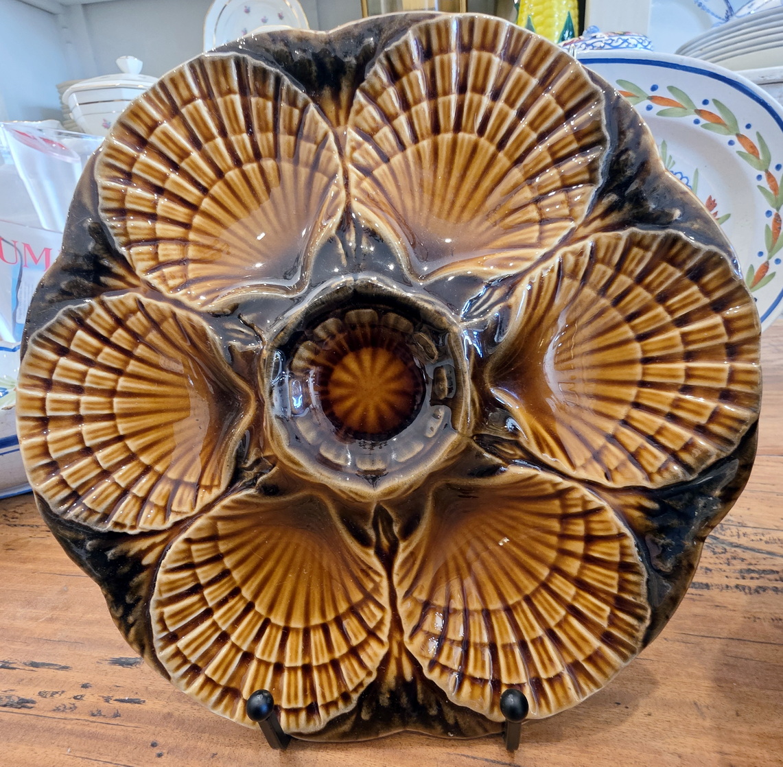 A set of 10 French Oyster Plates